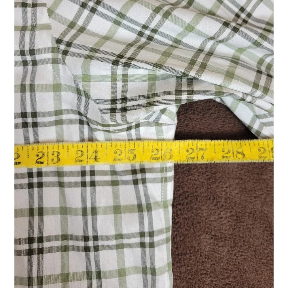 Banana Republic Mens XXL Green Plaid Non Iron Slim Fit Button‎ Up Shirt NWT